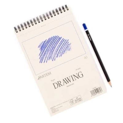 Image de Hartem Bloc notes 60 feuilles à anneaux + crayon graphite 2B Poids 90g/m2 Format A5 (14,8 x 21 cm)