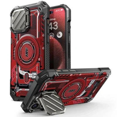 Image de SUPCASE Coque pour iPhone 15 Pro Max avec Support [Compatible MagSafe] [Coque d&#039;appareil Photo intégrée] [Protection de qualité Militaire] magnétique Robuste Max,