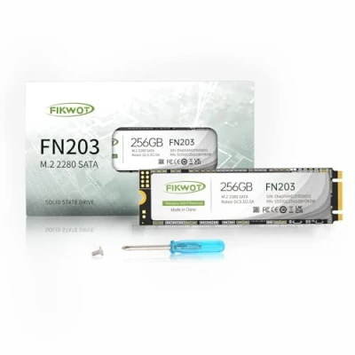 Image de Fikwot FN203 256Go M.2 SATA SSD SLC Cache 3D NAND TLC III 6Gb/s 2280 NGFF Disque Interne, jusqu&#039;à 550Mo/s, Compatible avec Ultrabooks, Tablettes et Mini PCs