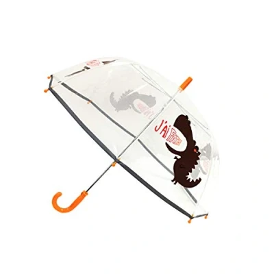 Image de SMARTBULLE Parapluie Enfant Transparent Cloche Bordure fluorescente : Résistant au vent ; Diamètre=71cm ouverture manuel Garçon Motif DINOSAURE J&#039;AI FAIM
