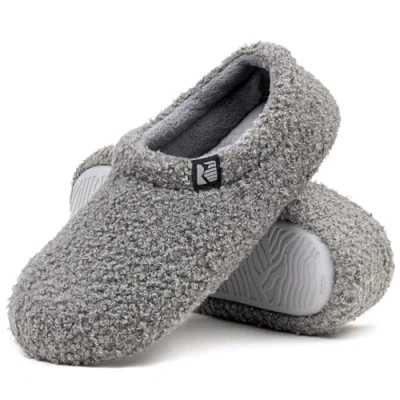 Image de RockDove Chausson d&#039;Intérieur Fermé en Polaire Teddy pour Femme, 39.5 EU, Gris foncér