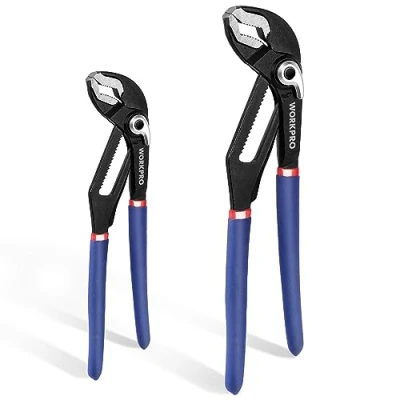 Image de WORKPRO Pince Multiprise Réglable Serrage Rapide, Jeu de 2 Pinces Becros en Cr V 200 et 250 mm