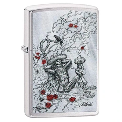 Image de Zippo Rick Rietveld Chrome Brushed Briquet tempête Rechargeable dans Une boîte Cadeau de qualité 49144, Gris