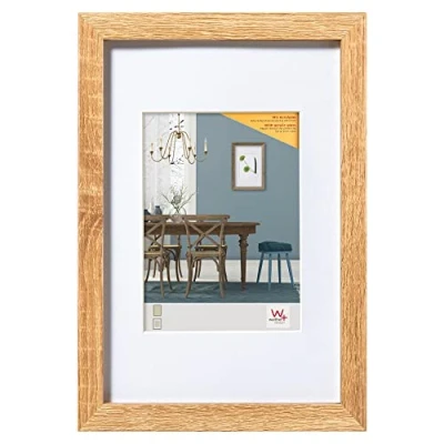 Image de walther design Fiorito EFX080E Cadre Photo en Bois avec Verre Synthétique et Passe Partout, 60 x 80 cm, Chêne Clair