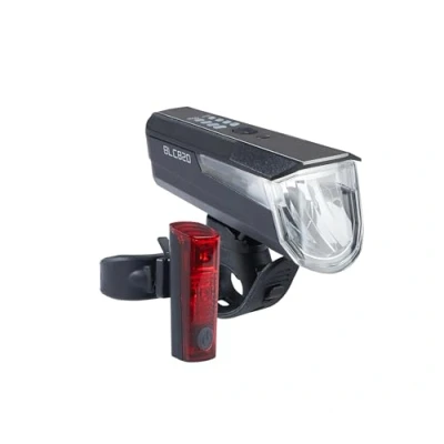 Image de Büchel BLC Kit d&#039;éclairage de vélo I Intensité Lumineuse commutable Homologué StVZO Jusqu&#039;à 14 h d&#039;autonomie Feu LED Rechargeable Avant + arrière Micro USB