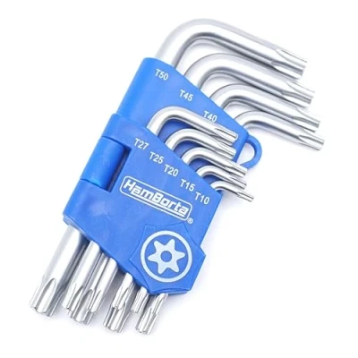 Image de HemBorta® Jeu Clef Torx avec 9 Décurité Cles T10 T50, Courtes Clés Allen Trous sur les Deux Extrémités T10, T15, T20, T25, T27, T30, T40, T45 et T50