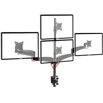 Image de Duronic DM453VX1 Support de bureau pour quatre écrans d&#039;ordinateur LCD / LED Gamme Solid