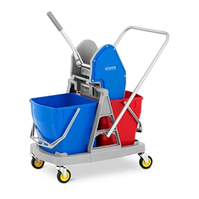 Image de Ulsonix Kit Chariot De Nettoyage avec 2 Seaux Lavage Ménage À roulettes Essoreur UNICLEAN 11 (2 Seaux, 40 l, Plastique, Avertissement, en Caoutchouc (TPR))