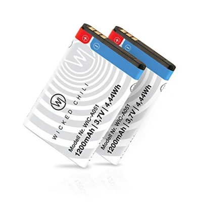 Image de Wicked Chili 2 Batterie Compatible avec AMV Fritz!Fon C6 1200mAh jusqu&#039;à 19 Heures d&#039;autonomie en Conversation, Remplacement pour Baterie A051 sans Perte de capacité (Li ION 4,4Wh 3,7V) Blanc