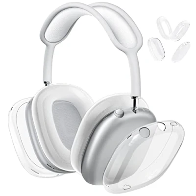 Image de VICHYIE Coque pour Airpods Max, avec Housses Max Coussinets, TPU Transparente et Souple, Housse de Protection Anti Rayures (2 in 1 Transparente)