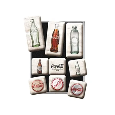 Image de Nostalgic Art, Set d&#039;aimants rétro, Coca Cola Bottles Cadeau pour Les Fans de Coke, Décoration Le frigo, Design Vintage, 9 pièces