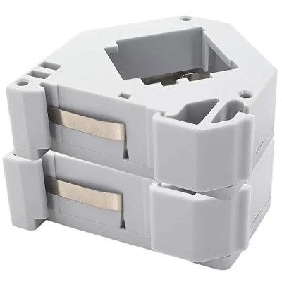 Image de 1aTTack.de Adaptateur Rail DIN pour module Keystone Réseau RJ45 Cat6 Cat7 Cat8 Antenne audio Chinch 35 mm avec ressort de mise à la terre blanc 2 pièces