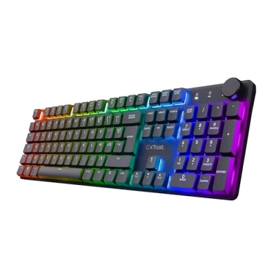 Image de Trust Gaming GXT 868 Torix Clavier Mécanique sans Fil AZERTY Français, Gamer Rechargeable RGB 2.4GHz, Batterie 100 Heures, Commutateurs Huano Linéaires, Programmable, PC Portable