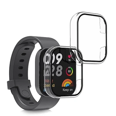 Image de kwmobile Coque Compatible avec Xiaomi Redmi Mi Watch Lite 3 / 2X Étui Cadre écran en Verre trempé pour Fitness Tracker Transparent