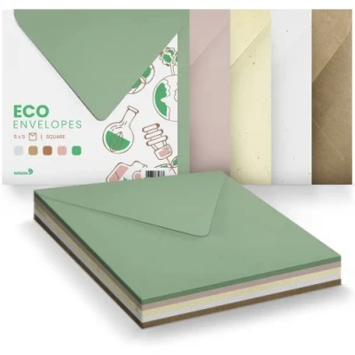 Image de Netuno 25 enveloppes à motif nature 153x 153 mm set d&#039;enveloppes multicolores carrées colorées décoratives pour invitations cartes de voeux anniversaires fêtes