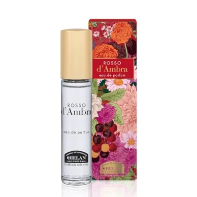 Image de Helan, Ambre Rouge Parfum Femme Enveloppant avec des amandes douces, Eau de Fruité Boisé, notes équilibrées sucrées et épicées, Fabriqué en Italie, 10 ml