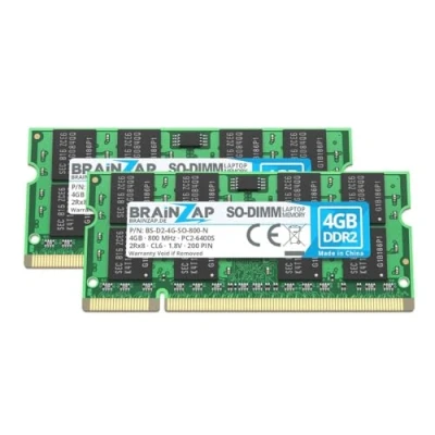 Image de BRAINZAP Lot de 2 barrettes mémoire RAM DDR2 SO DIMM PC2 6400S 2Rx8 800 MHz 1,8 V CL6 8 Go (2 x 4 Go) pour ordinateur portable