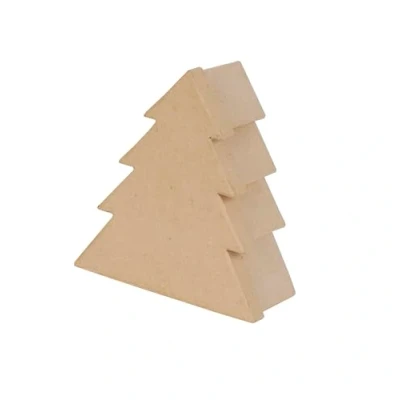 Image de Décopatch BT058C Un support en papier brun mâché 8x18,5x20 cm, Boite sapin S