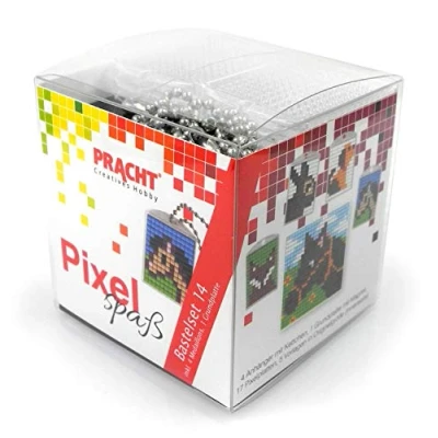 Image de Pracht Creatives Hobby Pixel P90034 63501 Kit de bricolage amusant 14 pour enfants, système d&#039;assemblage simple avec des petites pierres en bioplastique créer 4 porte clés (médaillons)