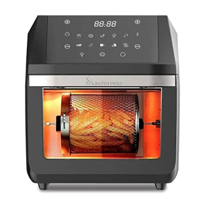 Image de MasterPro Rocket 1100 Friteuse Four sans huile à air chaud Capacité de 11 L et puissance 1800 W Écran tactile LED panier antiadhésif Noir Température réglable 80 200ºC