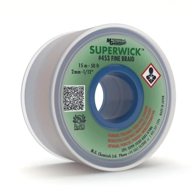 Image de MG Chemicals trèsse de dessoudage #3 Super Wick, fine avec flux RMA, longueur:15m , Largeur 2mm, Vert