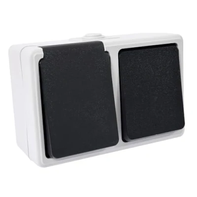 Image de Prise 16A+T + Interrupteur Va et Vient Etanche IP54 NF