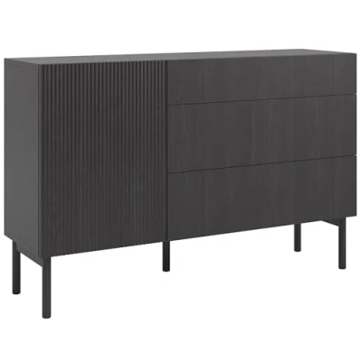 Image de Commode à une porte NOLIE 140 cm avec trois tiroirs couleur du bois de frêne Portland
