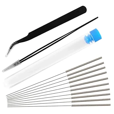 Image de MMOBIEL 13 pièces Kit d’outils nettoyage de buse d’imprimante aiguilles en acier inoxydable 0,4 mm incluses + 2 accessoires 3D l’obstruction filaments pinces