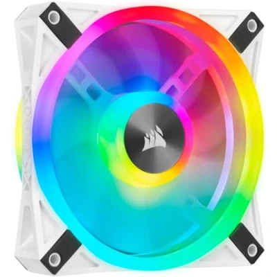 Image de Corsair iCUE QL120 RGB, Ventilateur LED RGB PWM 120 mm (34 Paramétrables Individuellement, Allant jusqu’à 1 500 TR/Min, Faible Bruit) Simple Pack Blanc
