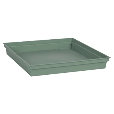 Image de EDA Soucoupe Carrée Toscane 26,7 cm pour Pot de Fleur Carré 32 x H.3,8 Vert Laurier