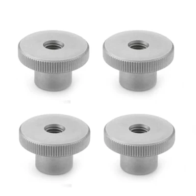 Image de Ganter Normelemente Écrou moleté haut DIN 466 M4 NI Filetage: Acier inoxydable 4pcs