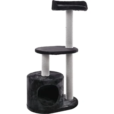 Image de Flamingo Arbre à Chat Echo Noir 48x34x99cm Poteau Plateformes rembourrées et cachette rembourrée