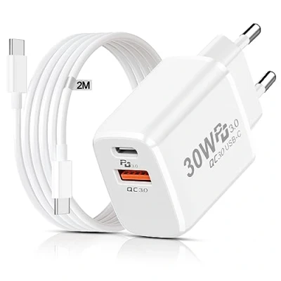 Image de Chargeur USB C Rapide 30W pour Google Pixel 8 Pro/8A/7/6/5, Prise Type iPhone 15 Pro Max,Samsung S24 S23 S22