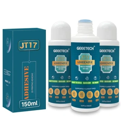 Image de GEEETECH Imprimante 3D Adhésion JT17 150ML pack de 3, Bâton colle, Colle parfaite première couche, Formule soluble dans l&#039;eau, pour impression Compatible ave