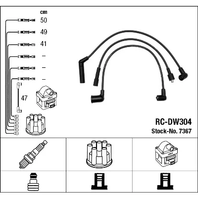 Image de NGK 7367 Jeu De Fils d&#039;Allumage 4 DAEWOO: Matiz I 3/5 portes