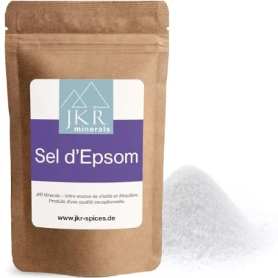 Image de JKR Spices Sel d&#039;Epsom de 2000 g qualité alimentaire magnésium sulfate MgSO4 dans un sac refermable neutre en CO²