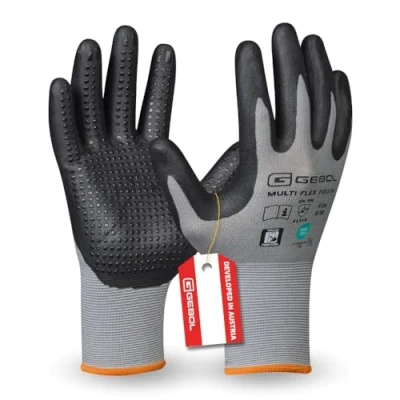 Image de Gebol 1 paire de gants travail pour écran tactile l avec picots Taille (Gr 9) Gris Multi Flex Touch