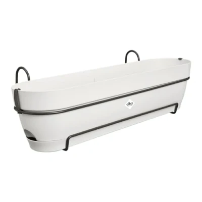 Image de Elho Vibia Campana Balconnière Allin1 70 Planteur pour Balcon Ø 70.4 x H 17.7 cm Blanc/Blanc Soie
