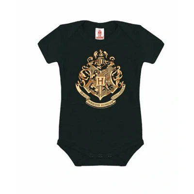 Image de Logoshirt® Harry Potter I Hogwarts Logo Gigoteuse Body pour bébé Fille &amp; Garçon Manches Courtes Noir Design Original sous Licence Taille 0 2 Mois