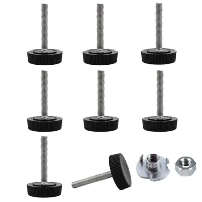 Image de SKIR&#039;CO Lot de 8 Pieds nivellement Meubles M5 x 30 mm, Ronds réglables 25 mm diamètre, Pied Filetage (écrous Inclus)