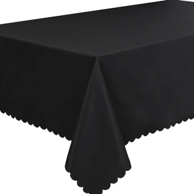 Image de Home Direct Nappe Polyester Facile d&#039;entretien Rectangle Rectangulaire 140 x 300 cm Uni Noir