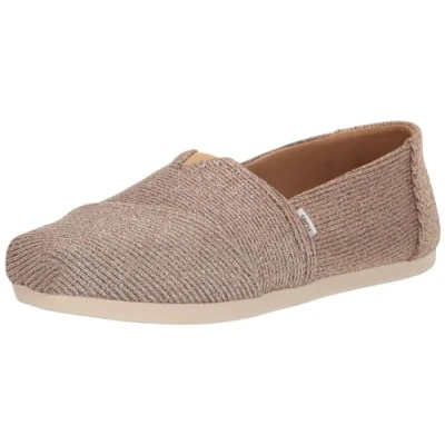 Image de TOMS Alpargata Semelle de mocassin Femme, Tricot Doré Scintillant, 36.5 EU
