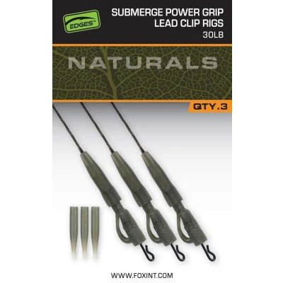 Image de Fox Naturals Sub Power Grip Lead Clip Leaders 40lb (3 pcs) Bas de ligne carpe