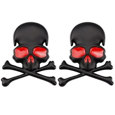 Image de Lot de 2 autocollants 3D en alliage zinc pour voiture et moto (noir rouge)