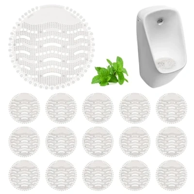 Image de Ecrans Pour Urinoir, 16 Pièces Filtre D&#039;urinoir Avec Parfum, Desodorisant Spatter Less Grille Ecran Urinoir,Filtres Urinoir,Grille Urinoir Hôtels Bureaux,blanc
