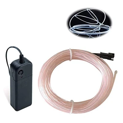 Image de Balabaxer Fil électroluminescent portable avec réduction du bruit pour fêtes, Halloween, décoration à faire soi même Blanc 5 m