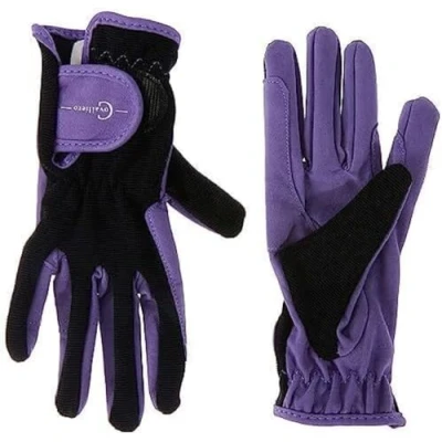 Image de Covalliero Kinderreithandschuh Black/Purple, Größe Enfant erreit Lilli Taille S Gants d&#039;équitation, Noir/Violet, Small