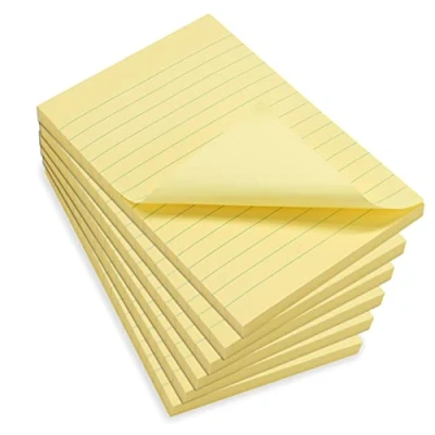 Image de WAYTEX 931680C6 600 Notes adhésives A6 avec lignes Lot de 6 Blocs 100 Feuilles autocollantes repositionnables Grand format 9,8 x 15 cm Couleur jaune pastel