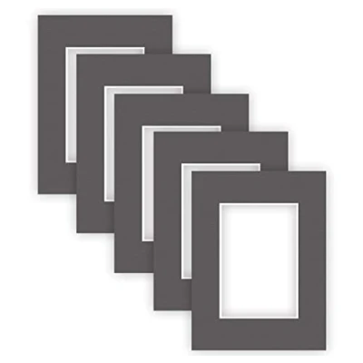 Image de nielsen Conservation Passepartout carton 2,2 mm set de 5 pièces format extérieur 18x24 cm pour d&#039;image 10x15 gris graphite (gris foncé) surface structurée