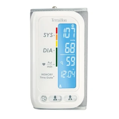 Image de Terraillon Tensiomètre Bras Connecté Tension Artérielle et Rythme Cardiaque 2 Utilisateurs 60 Mémoires Bluetooth TensioSmart Blanc
